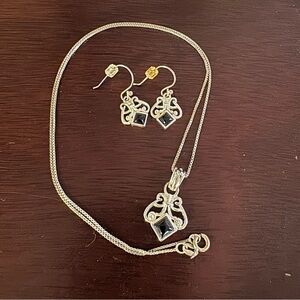 Elegant Sterling Silver and Black Jewelry Set